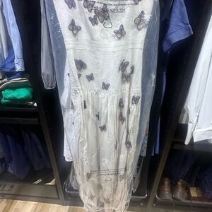 Agua By Agua Bendita Lima Embroidered Butterfly Linen Maxi Dress